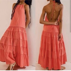 Free People Somewhere Sunny Drop-Waist Maxi Dress Boho Vacation Beach